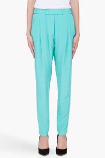 3.1 Phillip Lim Turquoise Draped Silk Trousers for women