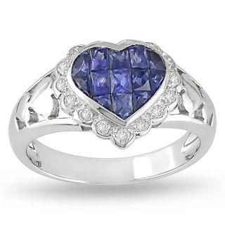 18k Gold Sapphire and 1/6ct TDW Diamond Fashion Ring (H I, I1 I2