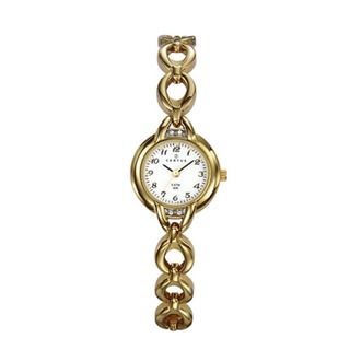 Certus Paris womens gold tone brass white dial crystal design watch