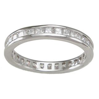 Sterling Silver Princess cut Clear Cubic Zirconia Eternity Band Today