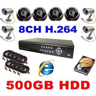 channel H.264 DVR Web ready 500GB Surveillance System with 8 Night