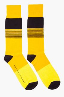 Marc By Marc Jacobs Black & Yellow Striped Dylan Cotton Socks for men