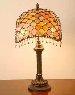 Tiffany style Amber Beaded Table Lamp