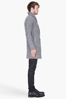 John Varvatos Grey Alpaca Knit Jacquard Cardigan for men