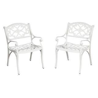 Home Styles Biscayne Cast Aluminum White Outdoor Arm Chairs (Set of 2)