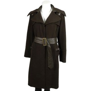 Maika Womens Brown Belted Cashmere Blend Coat