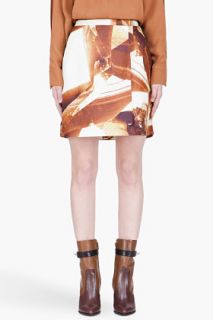 CARVEN Gold tone Linen Rock Print Skirt for women