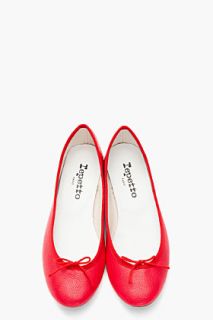 Repetto Red Leather Cendrillon Ballerina Flats for women