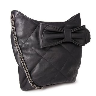 Miadora Brenda Black Quilted Bow Shoulder Bag
