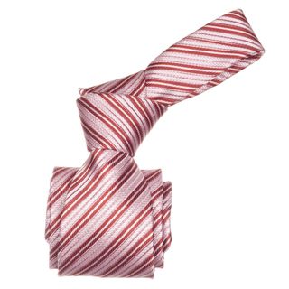Republic Mens Red Striped Microfiber Neck Tie