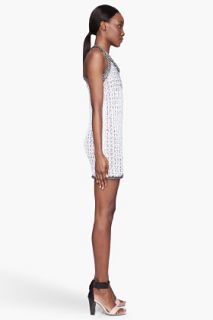 See by Chloé White And Silver Racerback Open Knit Dress for women