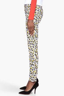 Mugler White Leopard Print Applique Trousers for women