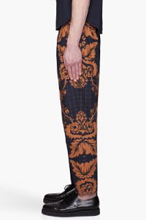3.1 Phillip Lim Navy Floral Print Belted Karate Trousers for men