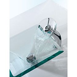 Kraus Aquamarine Glass Vessel Sink and Waterfall Faucet