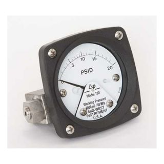 Midwest Instrument 120 AA 00 OO 20P Differential Pressure Gauge, 0 to 20 PSID
