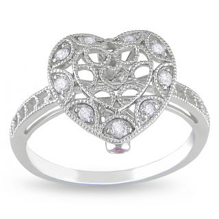 Miadora 14k White Gold 1/5ct TDW Diamond and Pink Sapphire Ring (G H