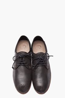 Diesel Black Distressed Leather Wolf Derby Shoes for men
