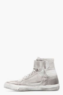 Diesel Black Gold Silver Leather Jorge High top Sneakers for men