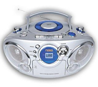 Naxa NX 207 Silver CD Cassette Player Tape Recorder AM FM