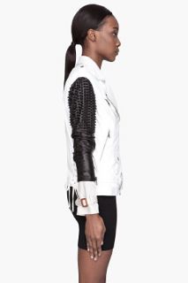 3.1 Phillip Lim White Two tone Leather Trifecta Studded Biker Jacket for women