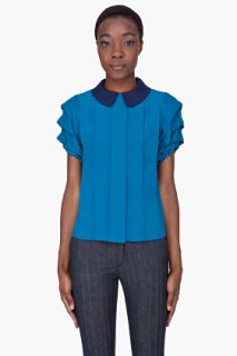 Marc By Marc Jacobs Turquoise Pleated Vlada Blouse for women