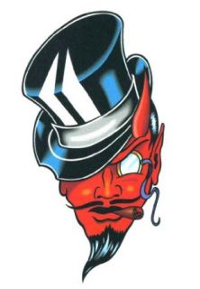 Red Devil with Top Hat & Cigar Temporary Body Art Tattoos