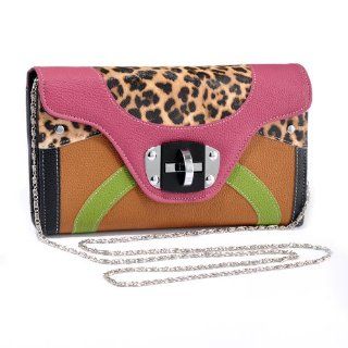 Inspired Multicolored Leopard Clutch/Organizer Pink/Brown Shoes
