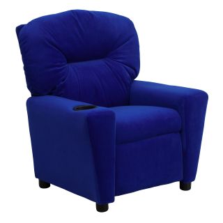 Contemporary Blue Microfiber Kids Recliner with Cup Holder Today $119