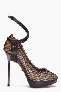 Lanvin Fishnet Ankle Strap Pumps for women