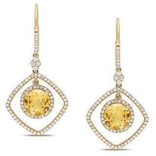 Miadora 14k Yellow Gold Citrine and 3/4ct TDW Diamond Earrings (G H