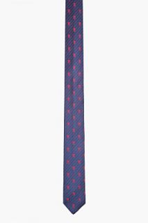 Alexander McQueen Royal Blue Skull And Diagonal Stripe Tie for men