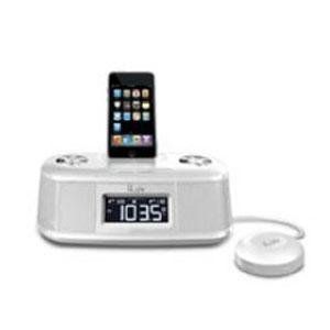 iLuv White Dual Alarm Clock with Bed Shaker for your iPod