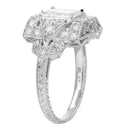 Platinum 2ct TDW Emerald cut Diamond Engagement Ring (I, VS2