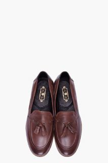 H By Hudson Brown Leather Tyska Loafers for men
