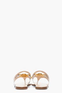 Versace White Leather And Gold Crest Sandals for women