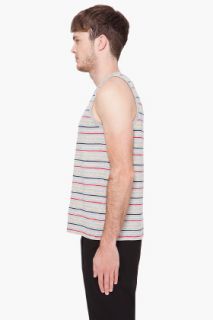Surface To Air Grey Classic Striped Tank Top for men