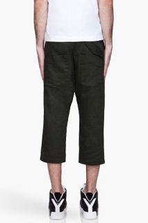 Y 3 Deep Forest Green Twill Cropped Pants for men