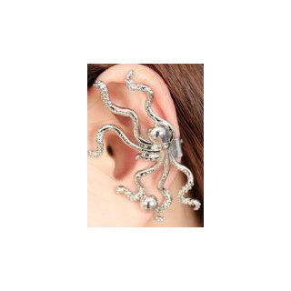 Rhinestone Inlaid Octopus Shape Ear Cuff 