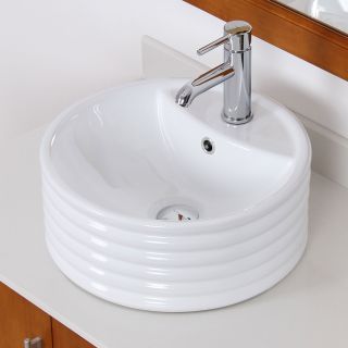 Elite White Ceramic Bathroom Round Vessel Sink Today $139.50