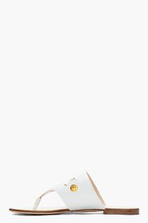 Versace White Leather And Gold Crest Sandals for women