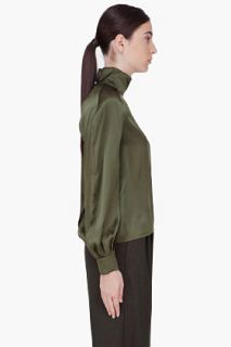 Hakaan Olive Silk Cherry Blouse for women