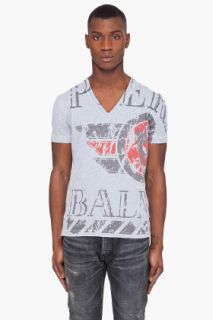 Pierre Balmain Printed Grey T shirt for men