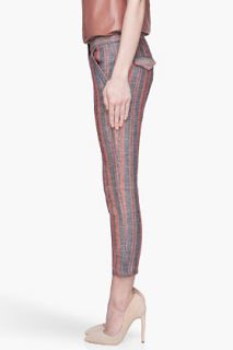 See by Chloé Orange And Blue Twill Cropped Linen Trousers for women