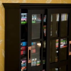 Bronson Black Sliding Door Media Storage Cabinet