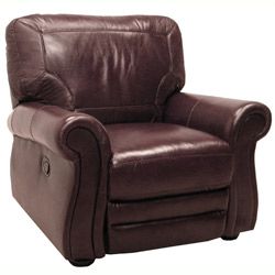 Winchester Burgundy Italian Leather Reclining Sofa and Two Chairs