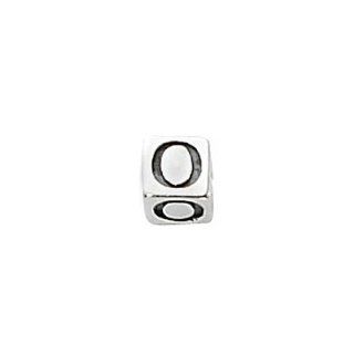 Sterling Silver Alphabet Cube Bead Letter O 4.5mm (1