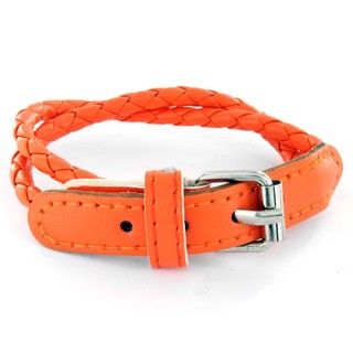 Leather Mango Colored Woven Bracelet