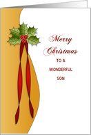 Son, Merry Christmas Card with Holly Card