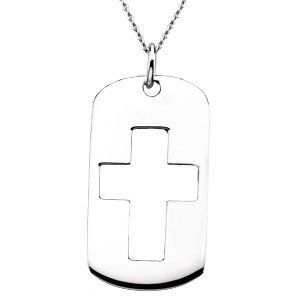 Sterling Silver Covenant of Prayer Cross Cut Out Dog Tag