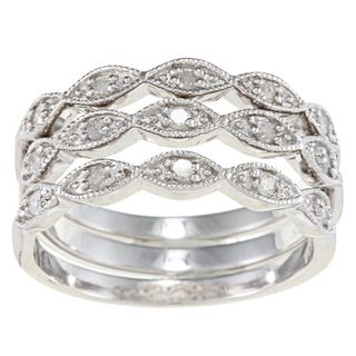 Silver 1/3ct TDW Diamond 3 piece Stackable Eternity Band Set